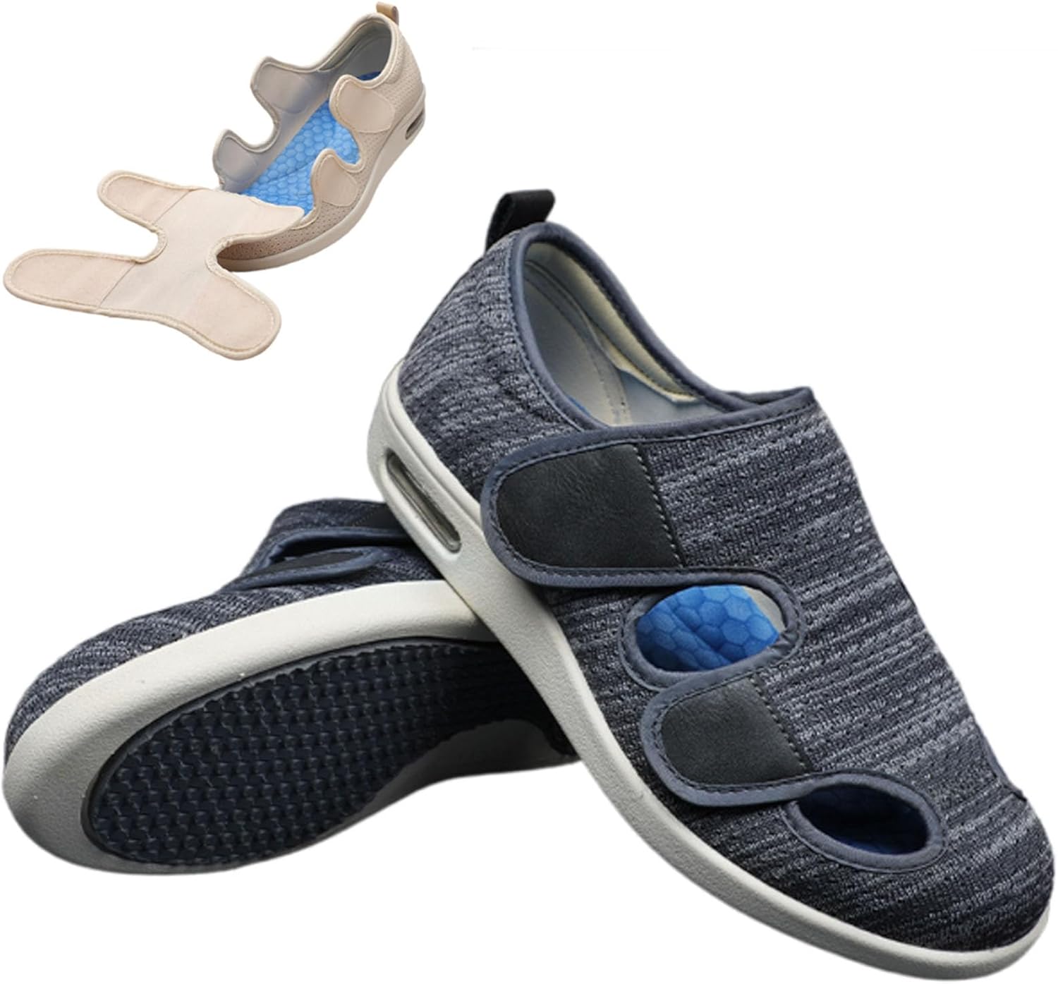 

Кроссовки Diabetic для пожилых мужчин, кроссовки ортопедические Bumuam, темно-серый