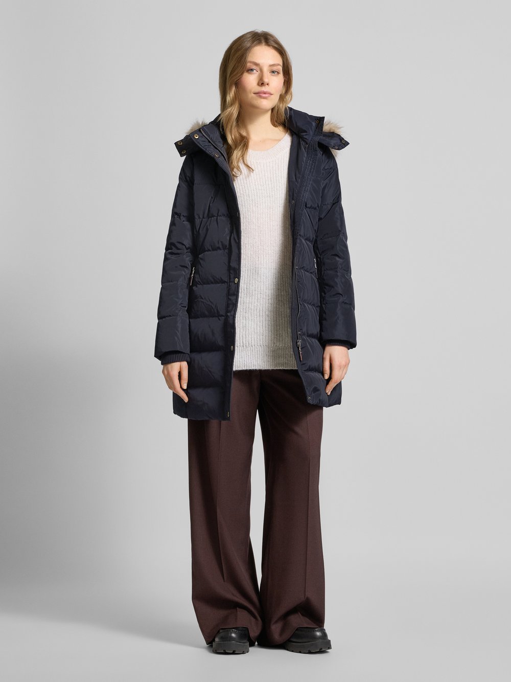 

Стеганое пальто с карманами на молнии Lauren Ralph Lauren, темно-синий