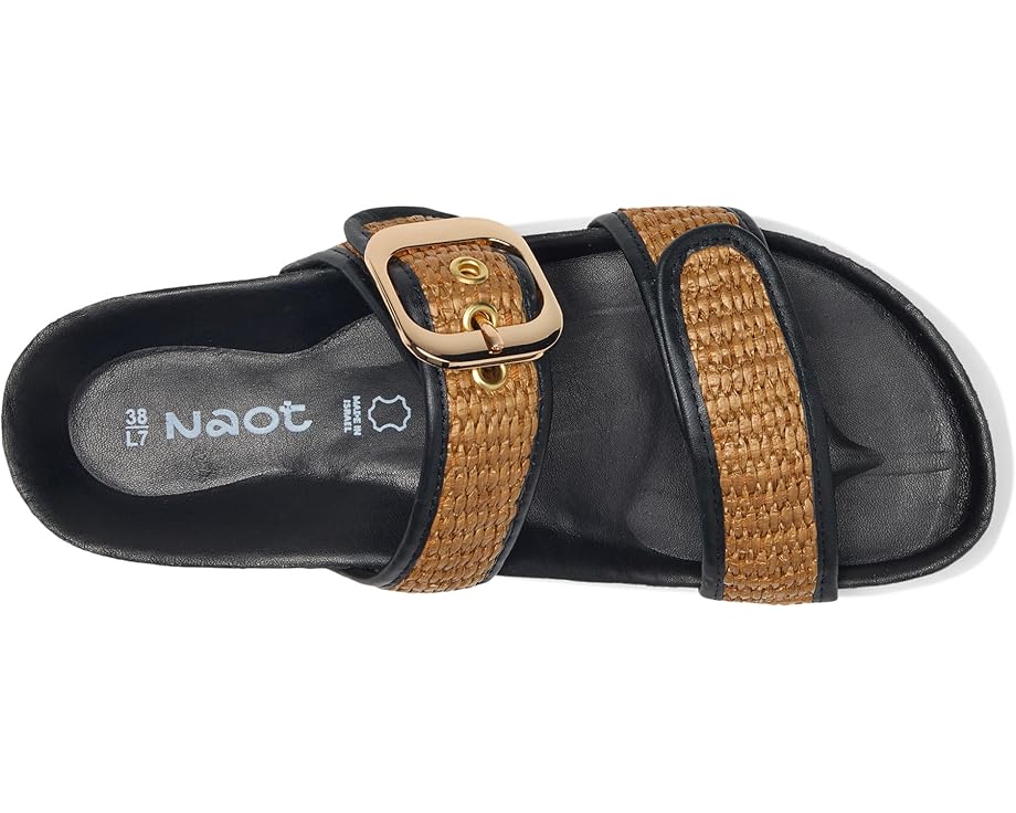 Сандалии Naot Nashville, цвет Soft Black Leather/Golden Brown Raffia — фото 2