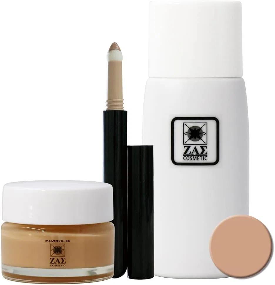 Набор косметики 3-в-1 Anti-Glare Oil Blocker EX + Консилер + Тональный крем Biz Fine Color от ZAS Makeup, оттенок Ochre Natural Color, 20 г Zas Cosmetics