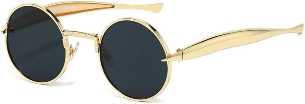 

Ретро маленькие круглые металлические мужские солнцезащитные очки, модные прозрачные линзы цвета океана, защита от УФ-излучения UV400, женские трендовые очки в стиле панк TVTBBVV, Golden Grey