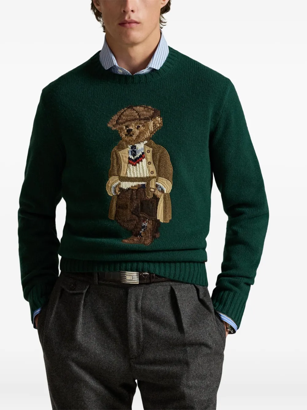 Шерстяной свитер POLO RALPH LAUREN, зеленый — фото 3