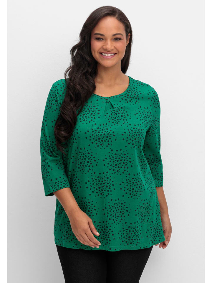 

Футболка sheego 3/4-Arm-Shirt, цвет tiefgrün gemustert