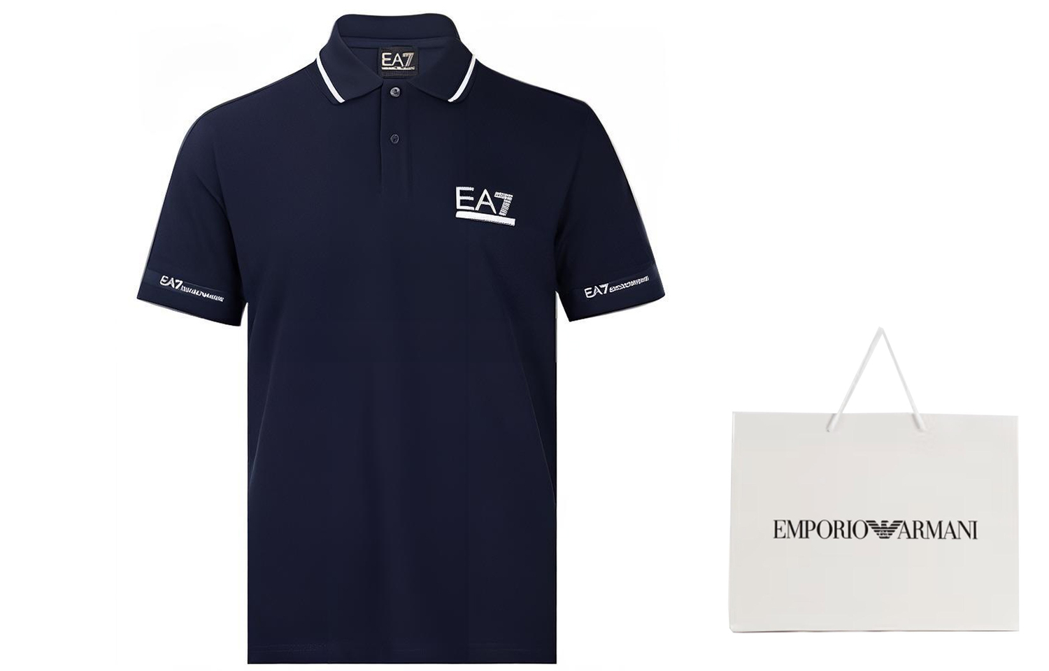 Футболка поло мужская синяя EMPORIO ARMANI — фото 4