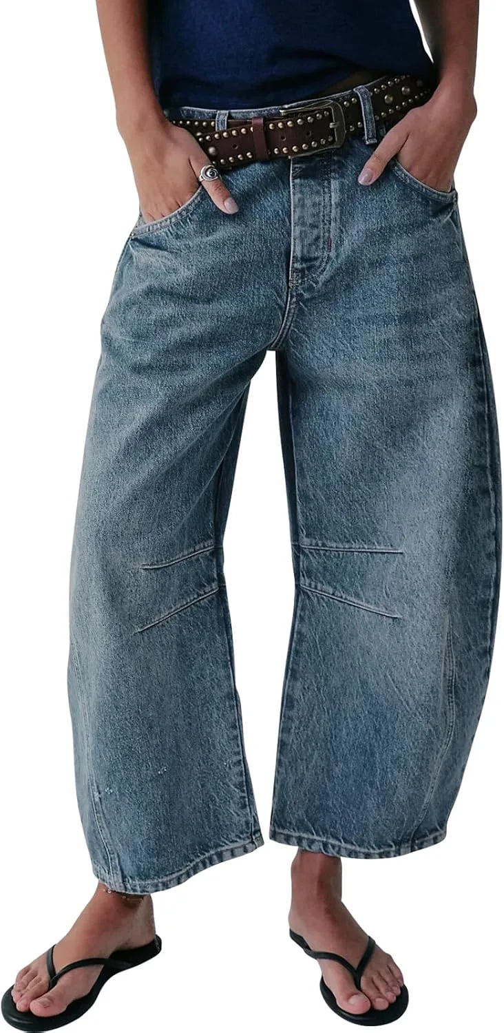 

Женские джинсы Wide Leg Barrel Vintage Casual Boyfriend Baggy Ankle Oheyeseker