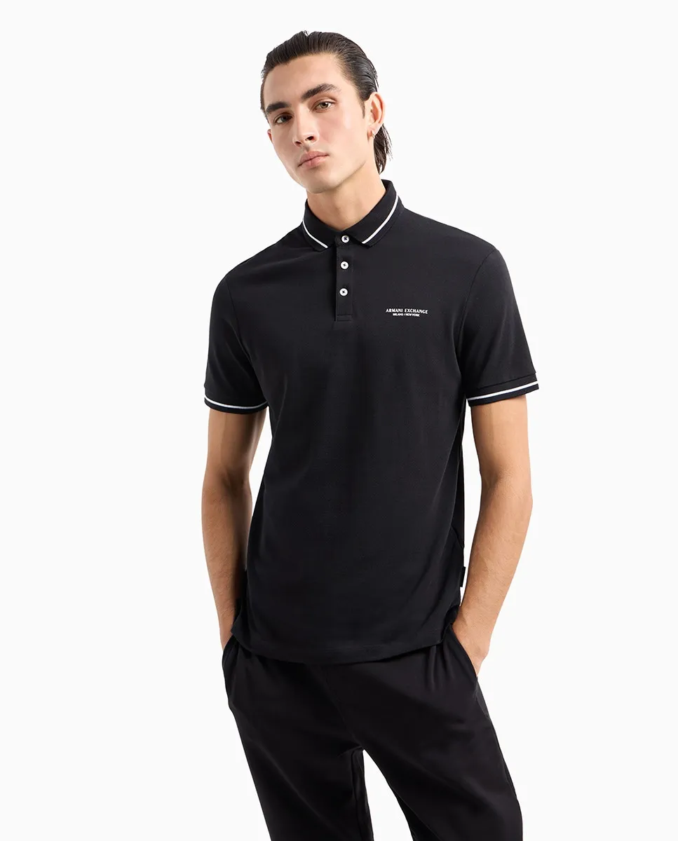 

Мужская рубашка поло из базового хлопкового пике пима Armani Exchange, черный