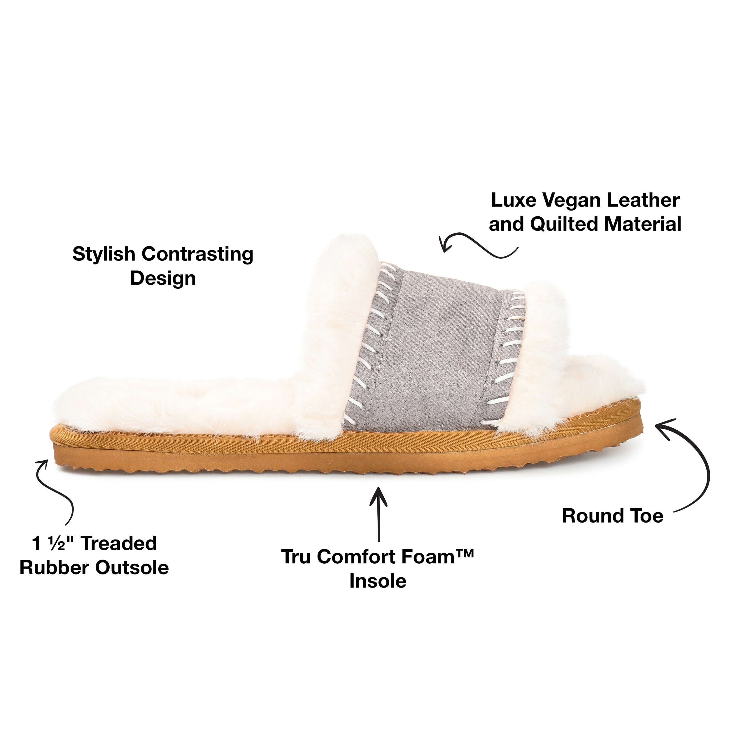 Женские тапочки Tru Comfort Foam Mardie из коллекции Journee, серый — фото 4