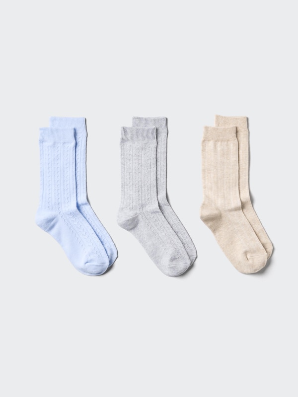 

Носки с вязкой «кроше» (3 пары) Uniqlo, 60 light blue