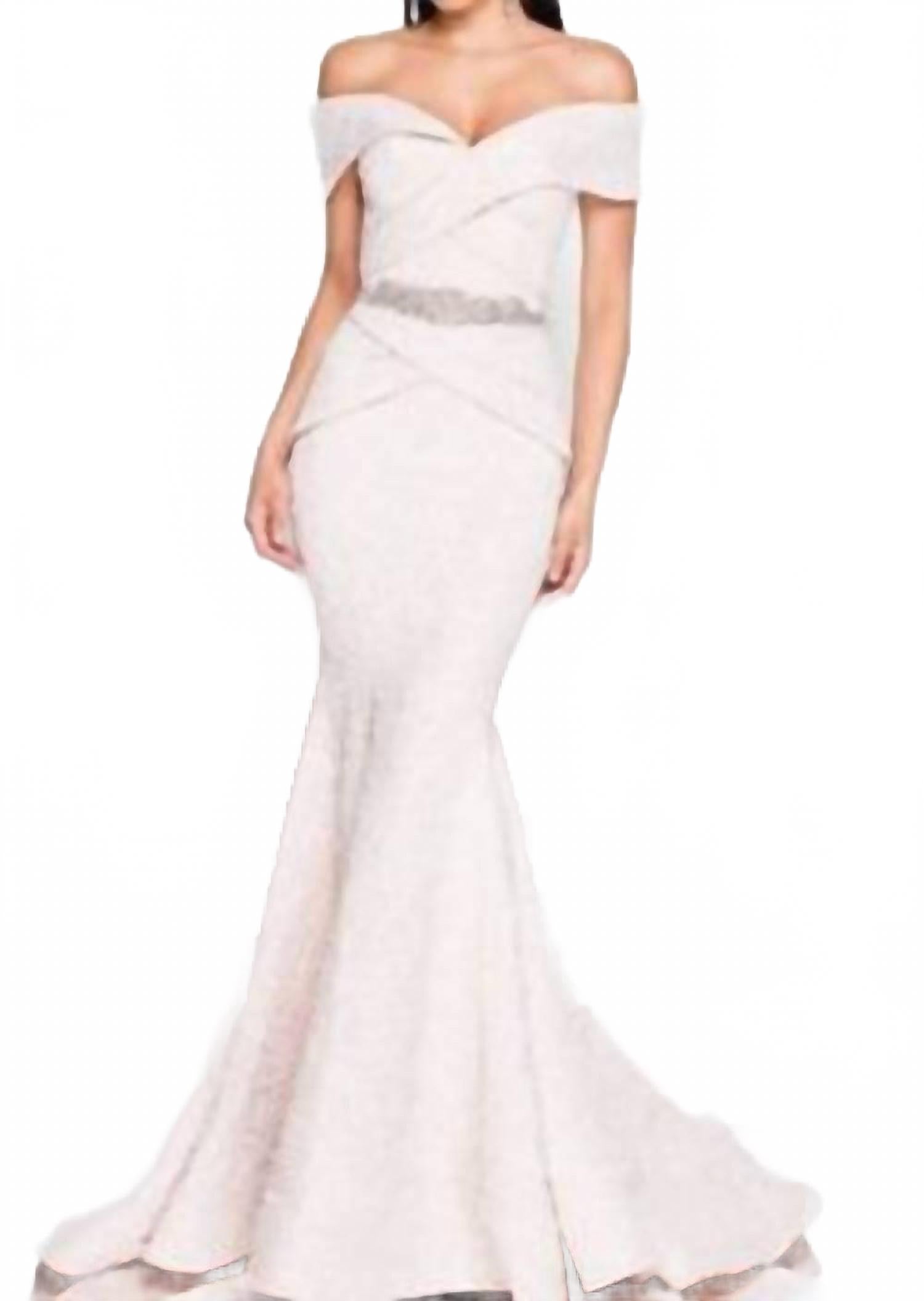 

Платье для матери с открытыми плечами в цвете румян Terani Couture, красный