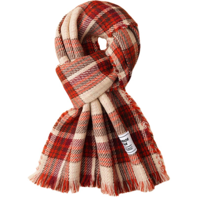 

Шарф из полиэстера вязаный для женщин WARRIOR, british style красный коричневый plaid