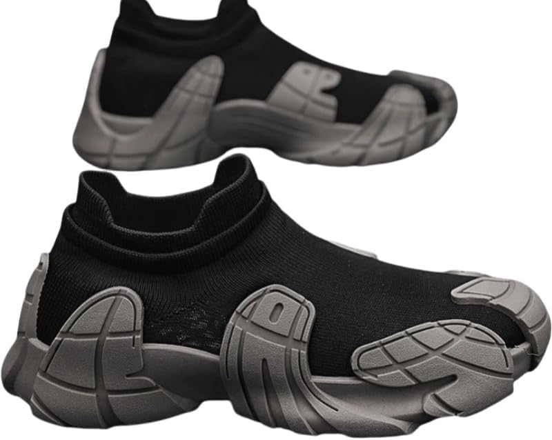 

Мужские модные спортивные кроссовки - стильные кэжуал обувь с контрастными цветами, с сетчатой дышащей тканью, резиновой подошвой и шнуровкой, для весны/лета Hoalox, черный