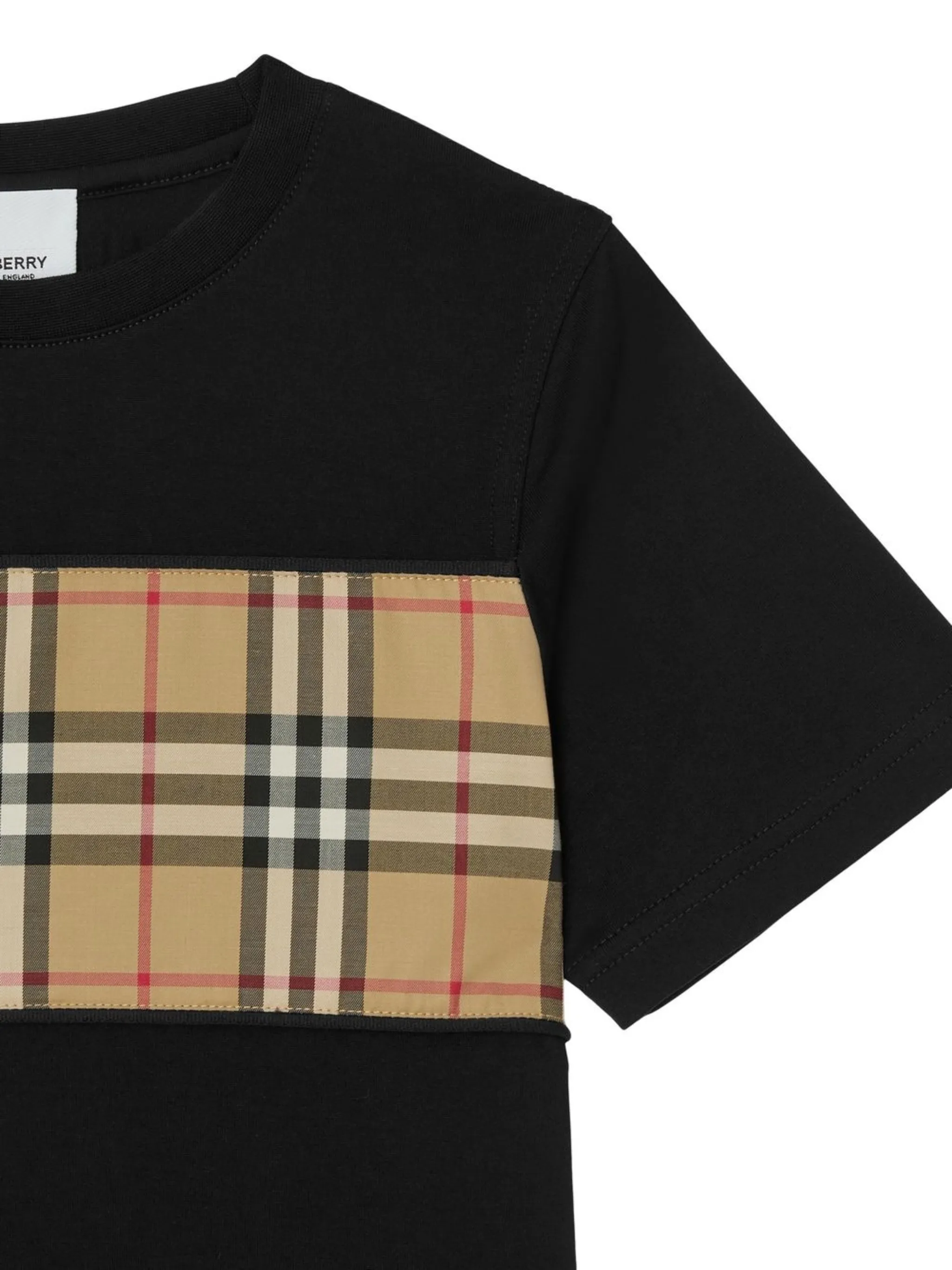 Футболка со вставкой в клетку Vintage Check Burberry Kids, черный — фото 3