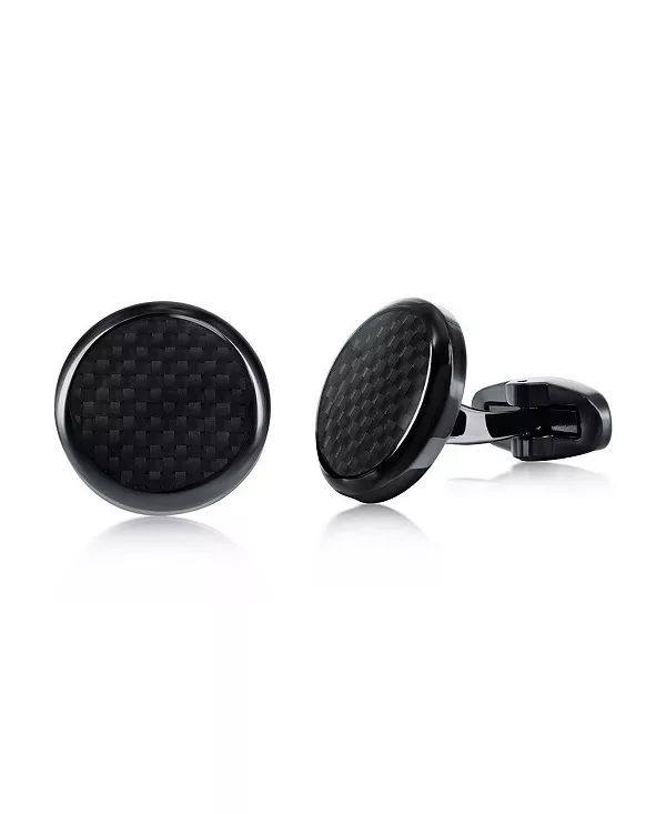 

Запонки из нержавеющей стали с черным углеродным волокном Metallo, black