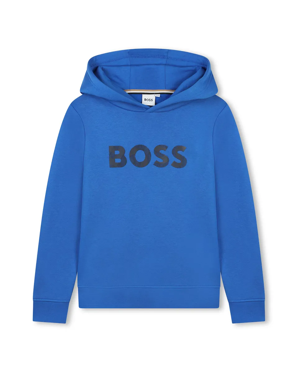 

Толстовка для мальчика с капюшоном и логотипом спереди BOSS Kidswear, цвет Azul Índigo
