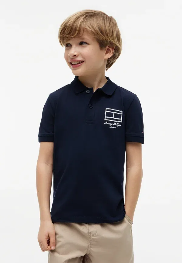Флаг-поло с контурным принтом Tommy Hilfiger, темно-синий ночной