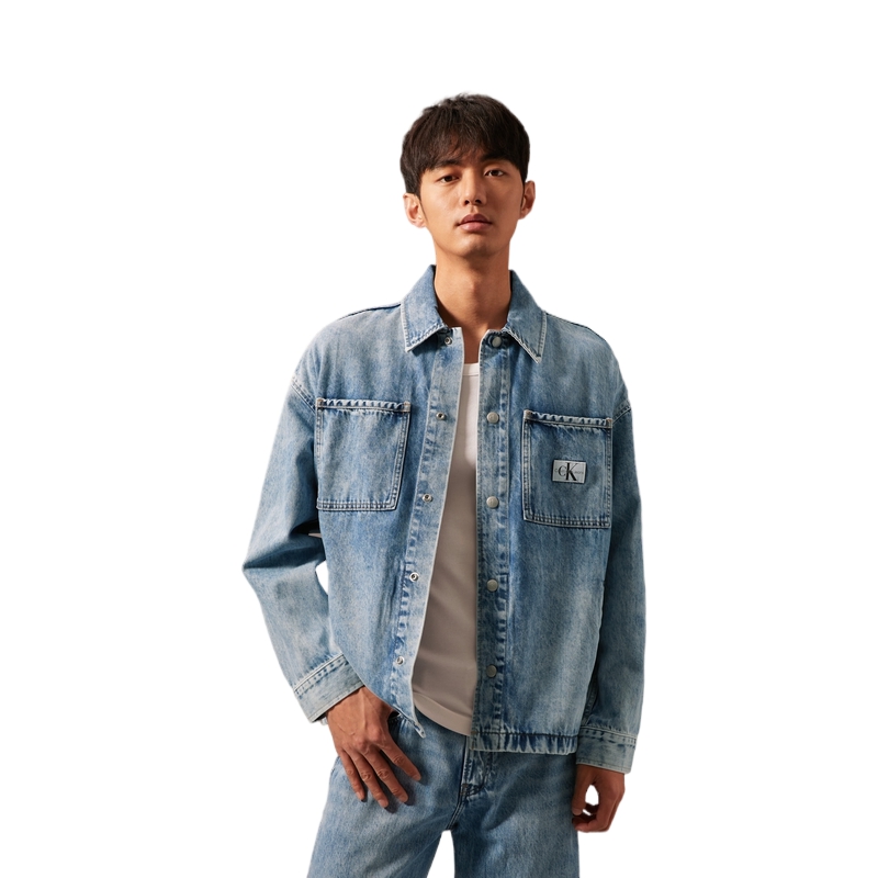Куртка CALVIN KLEIN мужская джинсовая светло-голубая, 1AA-Denim Light Blue — фото 4