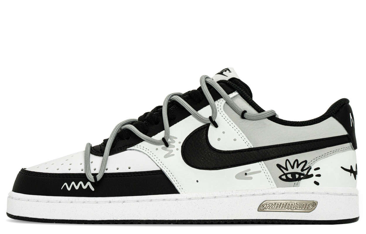 Nike Court Vision Unrestrained Graffiti, Special Box, Panda Lightweight низкие кроссовки для скейтбординга мужские Black White — фото 2