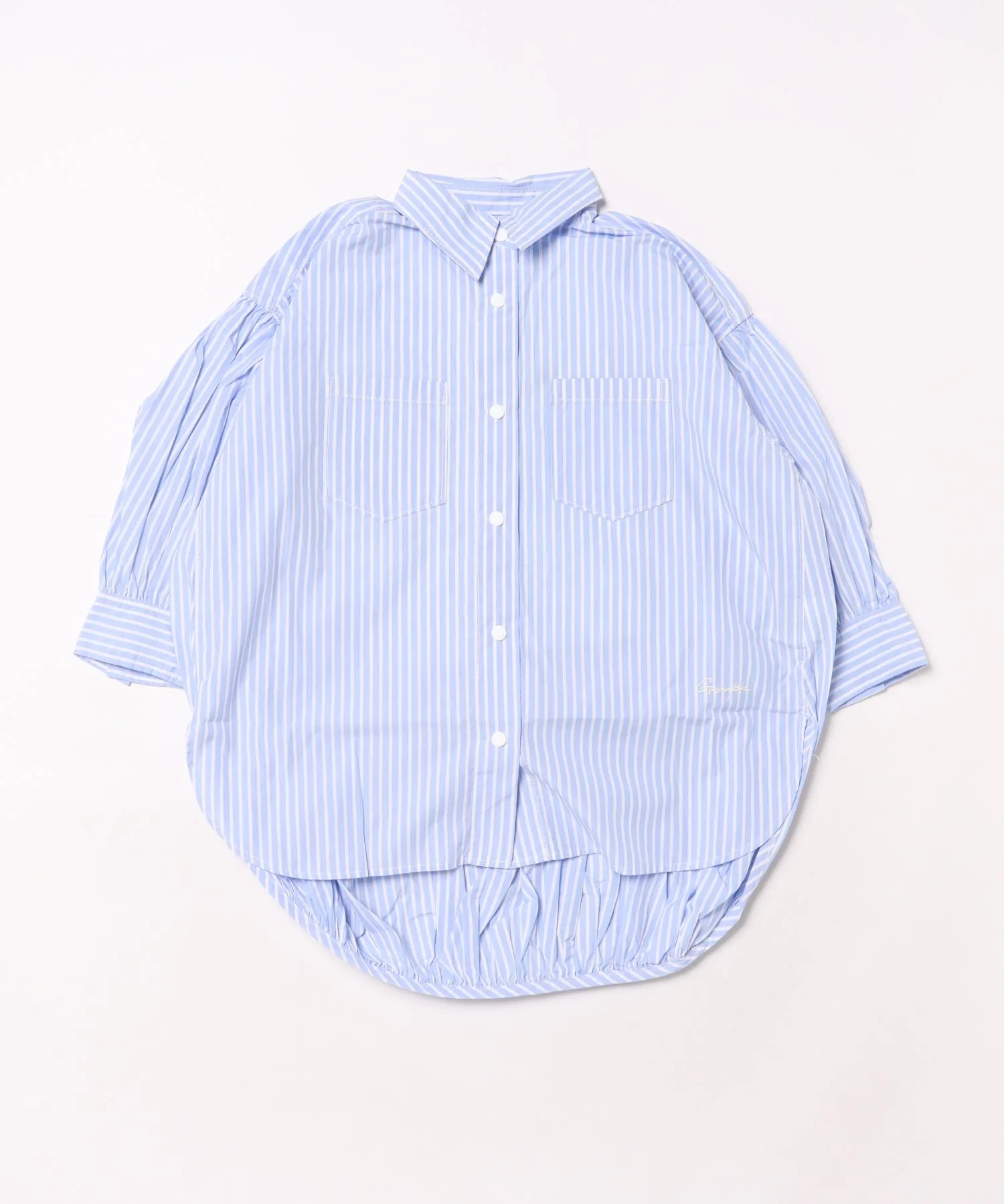 Детская рубашка с баской Typewriter Long Balloon Shirt GROOVY COLORS голубая — фото 2
