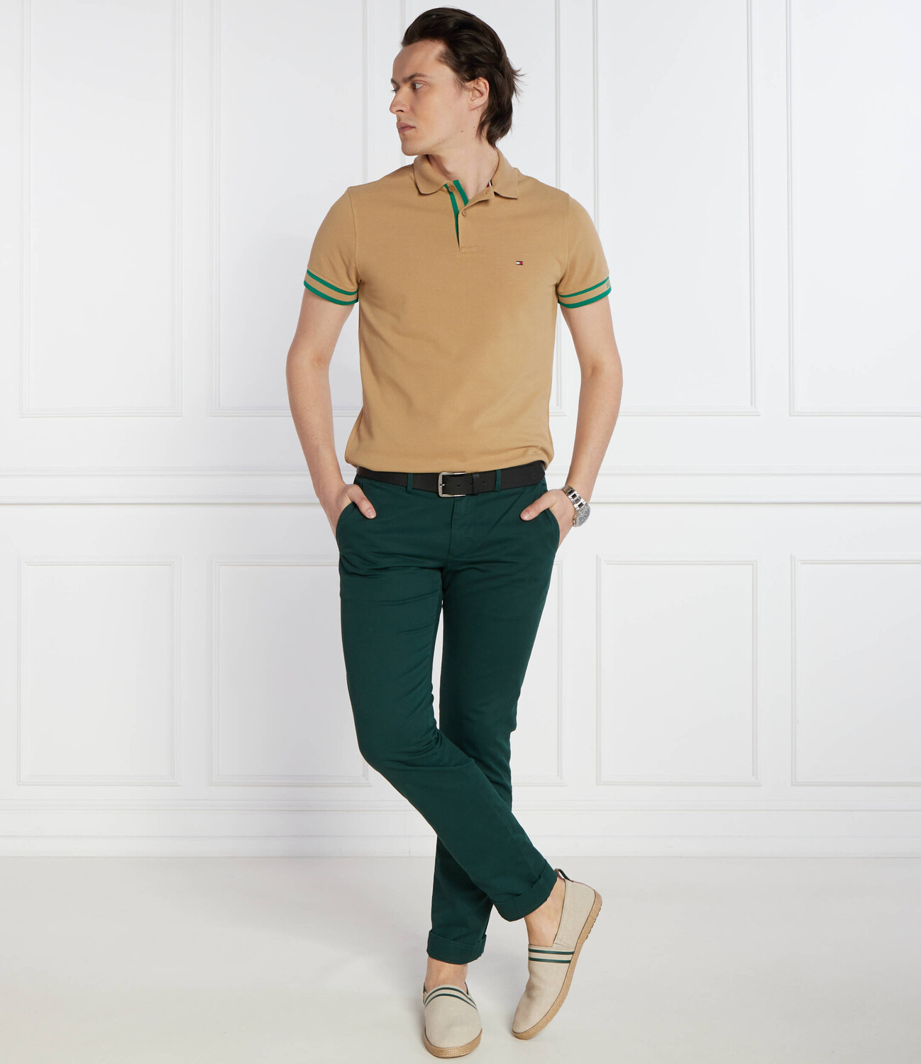 Поло Tommy Hilfiger MONOTYPE CUFF Slim Fit, бежевый — фото 2