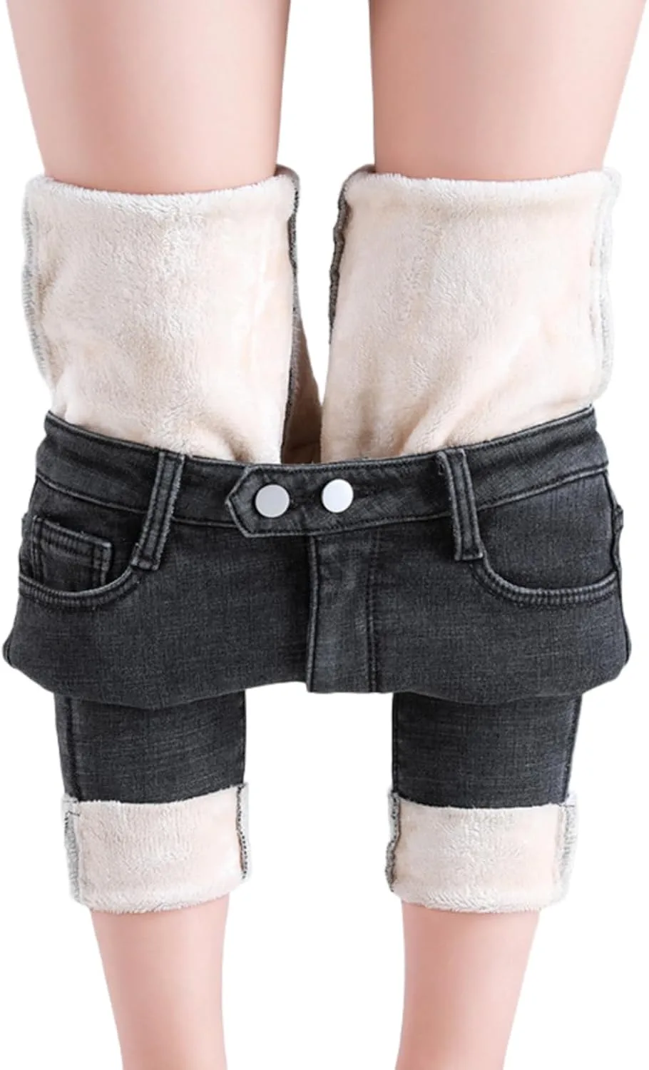 

Женские джинсы с флисовой подкладкой, высокие, скинни, зимние