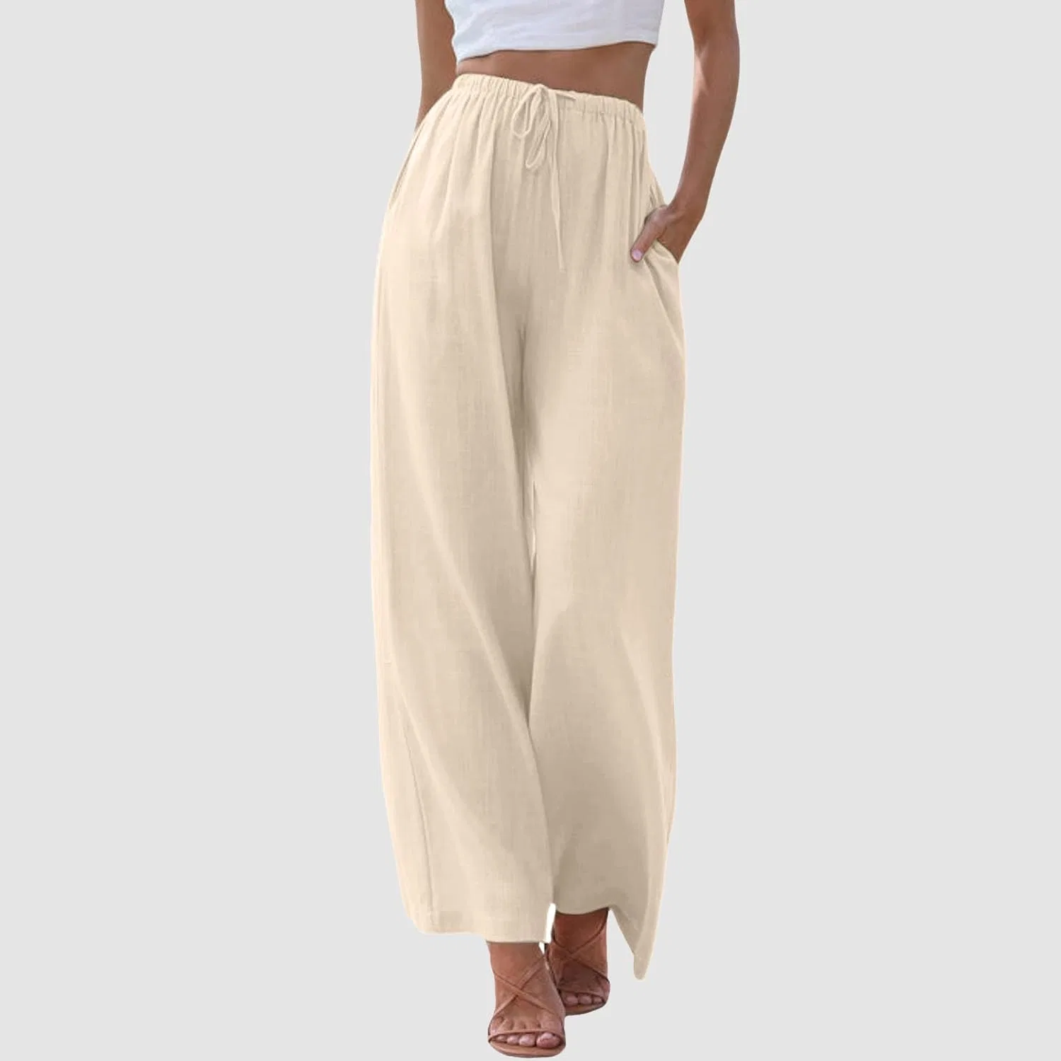 Штаны Casual, широкие, Beige — фото 2