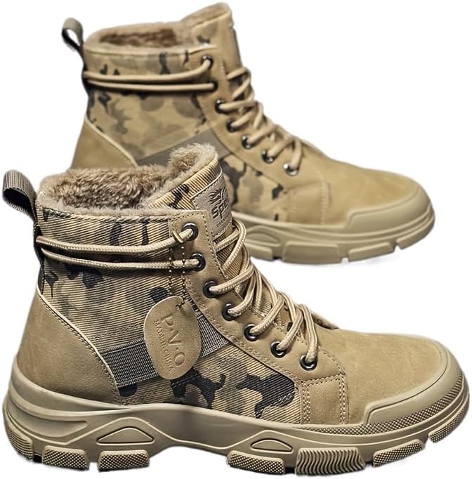 

Мужские тактические боевые ботинки - легкие ботинки средней высоты из ткани с мягкой подошвой, удобные для повседневной носки, работы и прогулок Generic, хаки