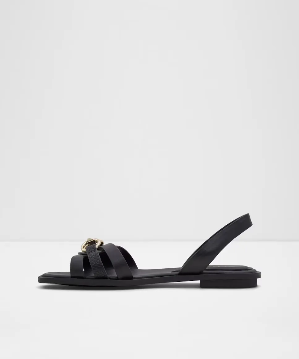 Женские сандалии на плоской подошве с квадратным носком Aldo, черный — фото 3