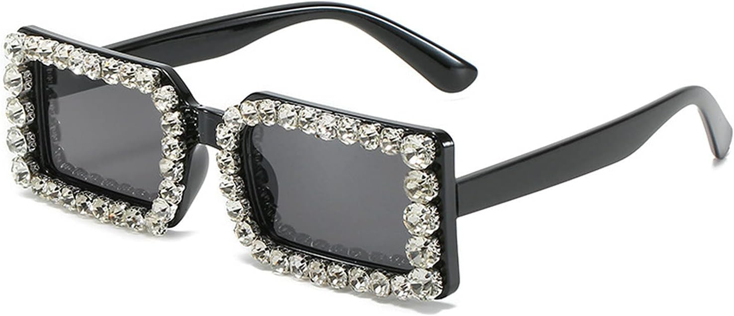

COTIA Fashion Маленькие прямоугольные женские солнцезащитные очки класса люкс с бриллиантами, винтажные очки в стиле «желейный чай», модные мужские солнцезащитные очки с защитой от УФ-излучения UV400, Black