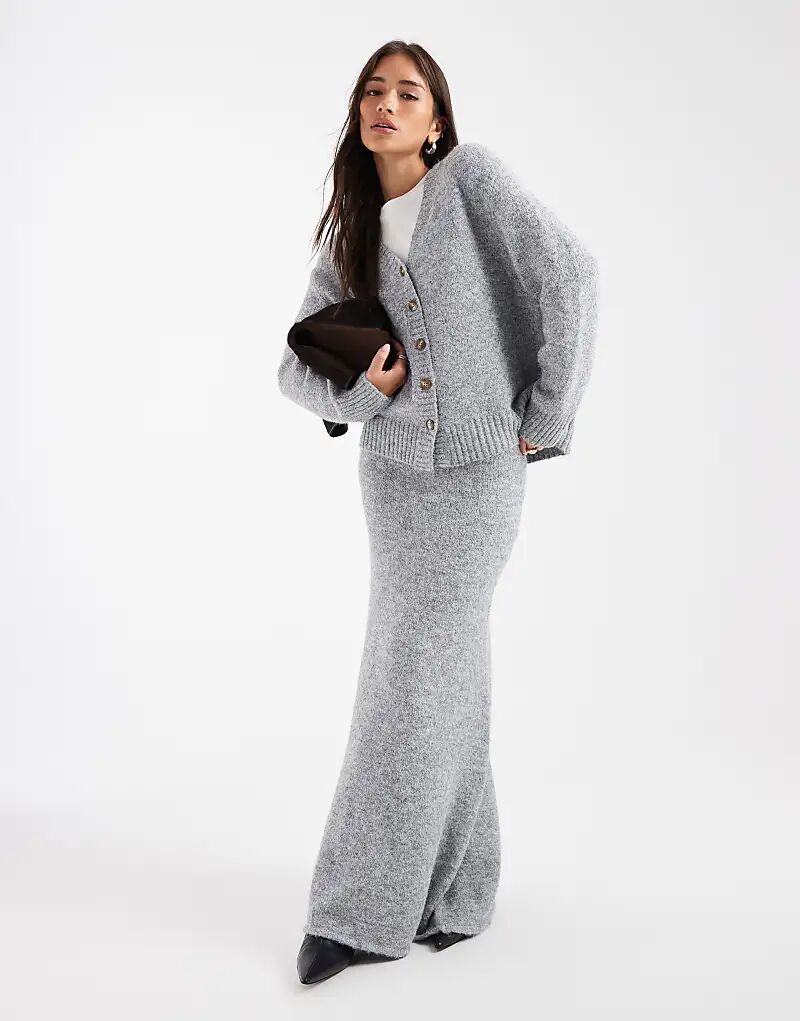 

4th & Reckless шерстяная трикотажная юбка-стойка серого цвета