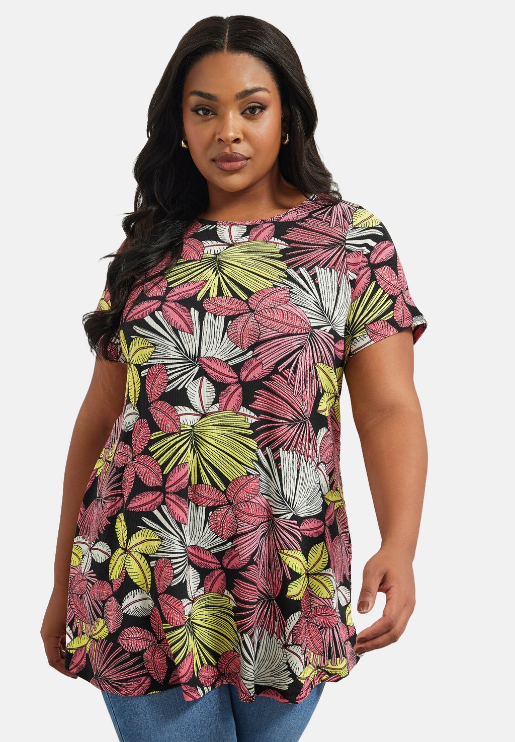 

Футболка с принтом TROPICAL Yours Clothing, антрацит