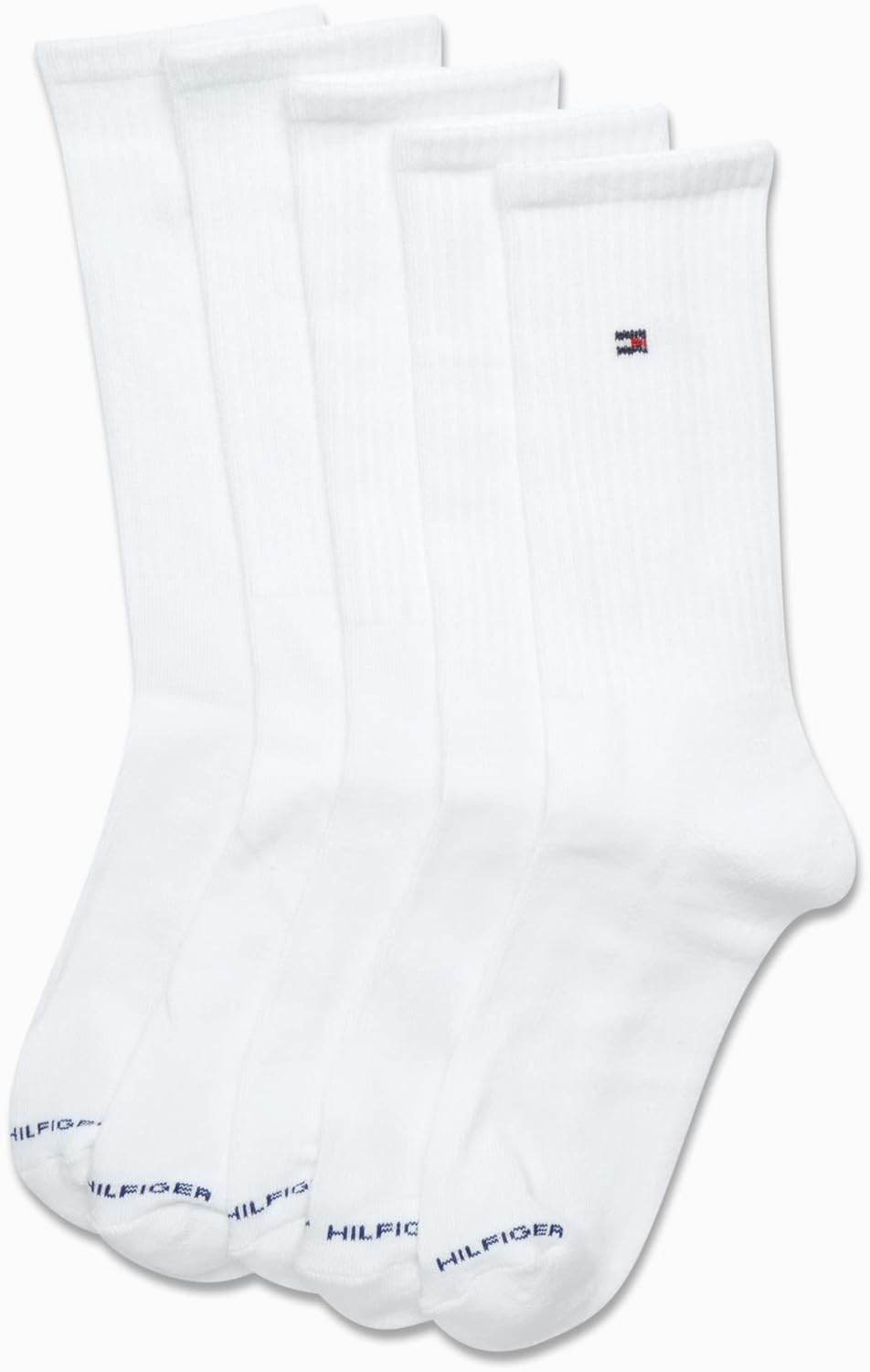 Мужские носки Tommy Hilfiger Crew Socks - 5 пар спортивных носков с эластичной подкладкой и амортизацией (размер обуви: 7-12), Pure White — фото 4