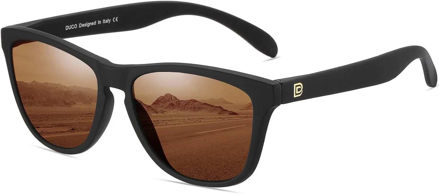 

Солнцезащитные очки DUCO Retro Round Polarized для мужчин и женщин, очки для вождения, защита UV400, легкая оправа, модель 3002, Matte Black Frame Brown Lens