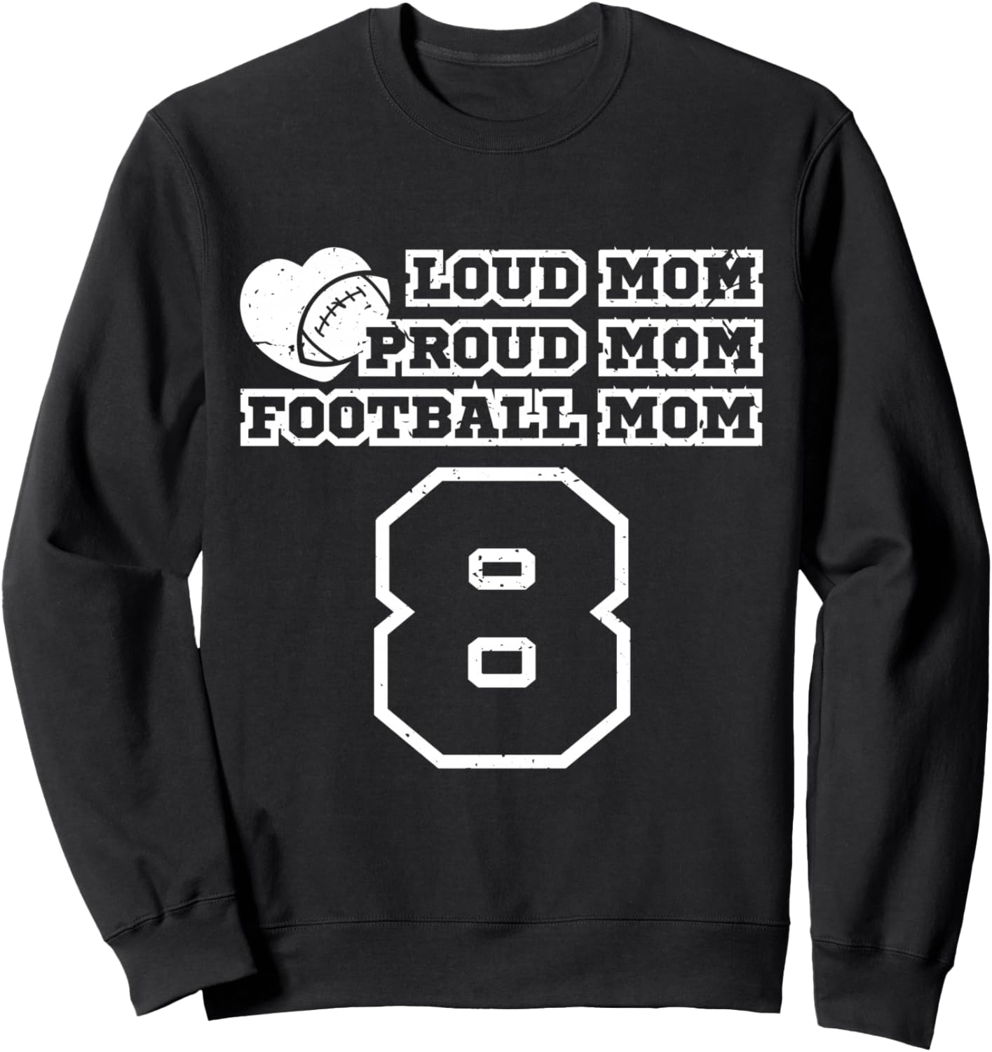 

Футболка с надписью «Футбольная мама, гордая мама, громкая мама, номер 8, поддержка болельщиков» Cumilo American Football Matching Family Numbered, черный