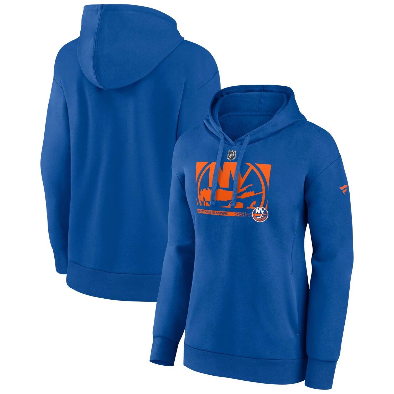 

Женский пуловер с капюшоном и v-образным вырезом с логотипом Fanatics Royal New York Islanders Authentic Pro Core Collection Fanatics