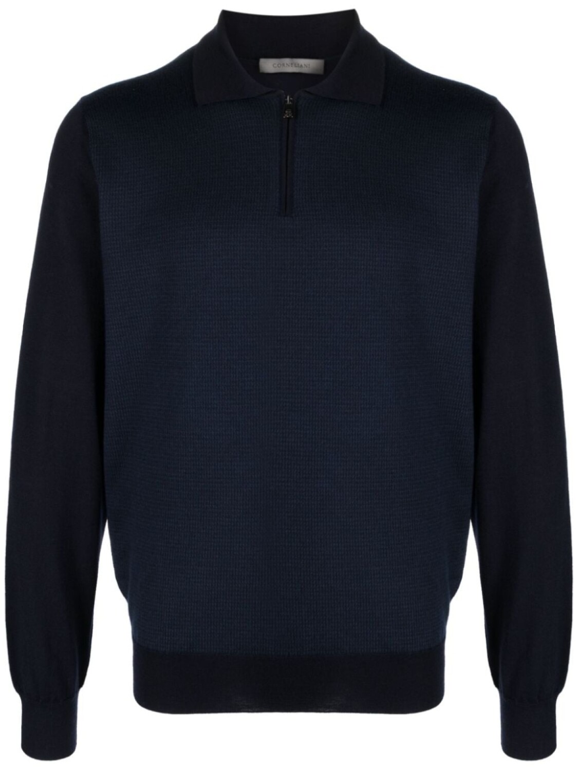 

Corneliani шерстяная рубашка поло с воротником на молнии, синий