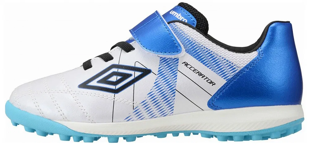 Детские тренировочные бутсы Umbro Accerator SB JR Wide, белый/синий, размер 23.0cm - 35 RU