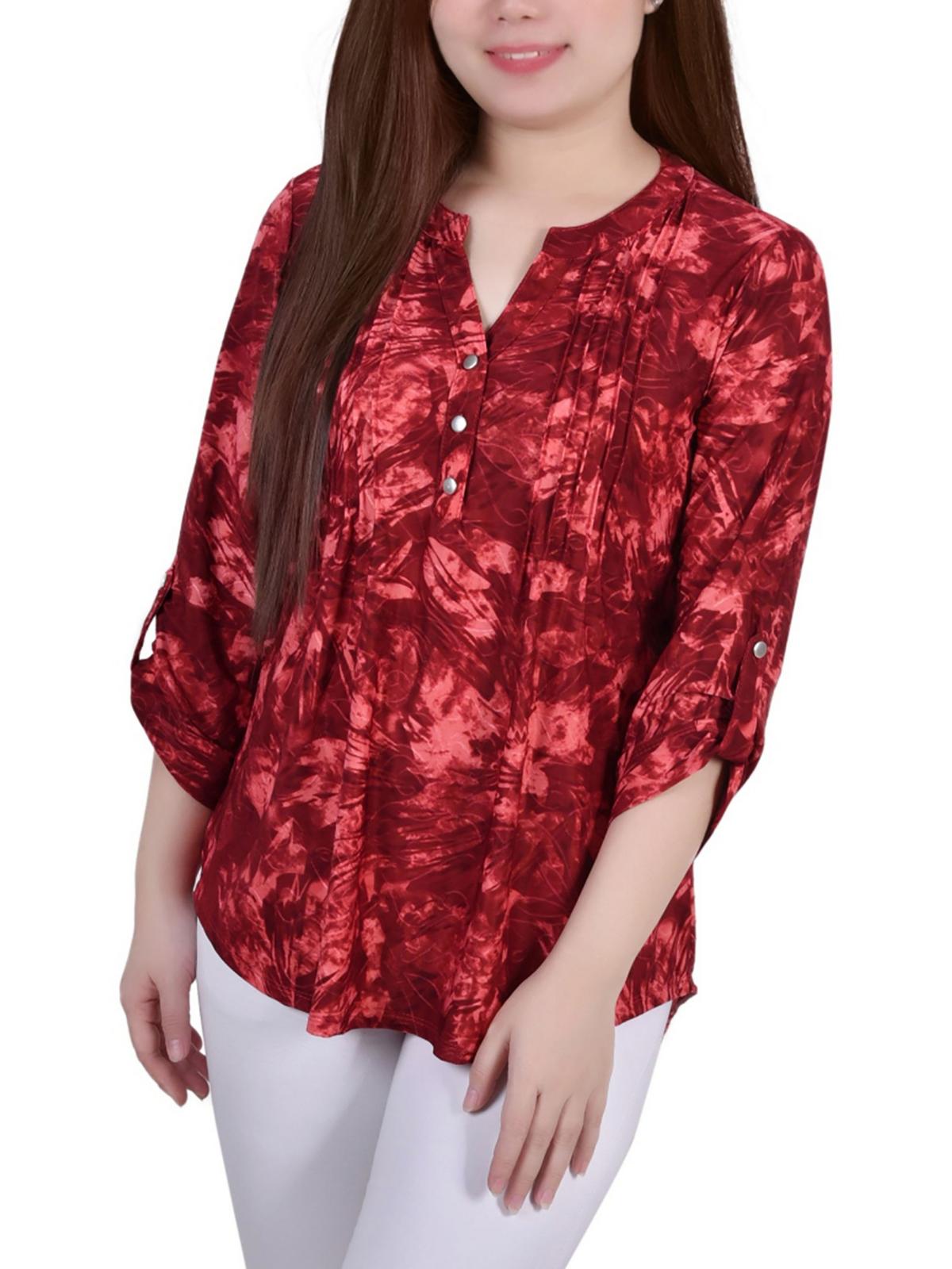 

Petites Женский пуловер на пуговицах Топ NY Collection, цвет wine tiedye