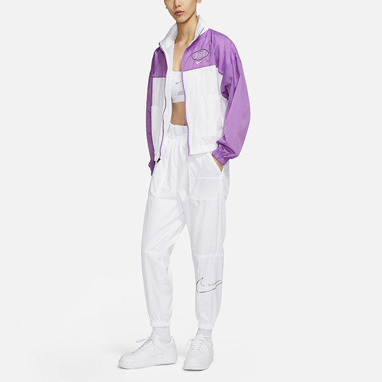Спортивные брюки (WMNS) Nike Logo Printing Sports Adjustable Belt Bundle Feet Woven Long Pants/Trousers Autumn White DJ8997-100 — фото 3