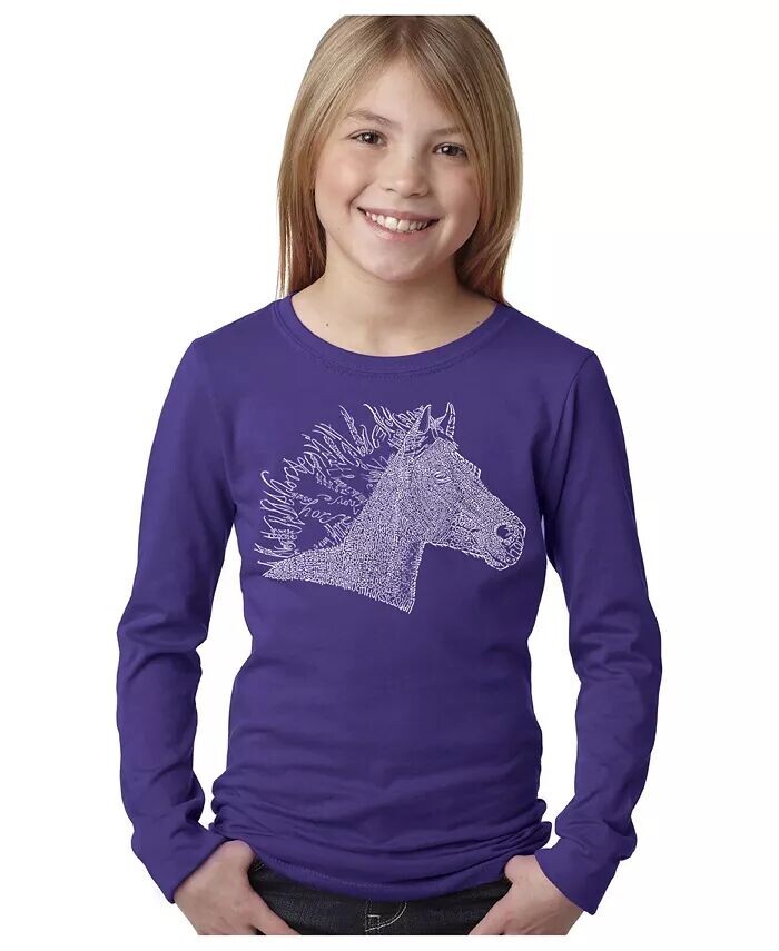 

Футболка с длинным рукавом Big Girl's Word Art - Horse Mane LA Pop Art, фиолетовый