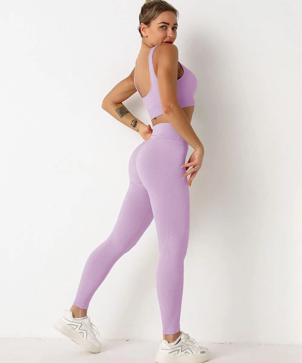 Женский спортивный комплект Yoga Leggings Butt Lifters Pink Purple — фото 2