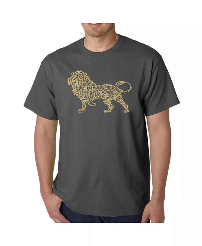 

Мужская футболка с принтом - Lion LA Pop Art, серый