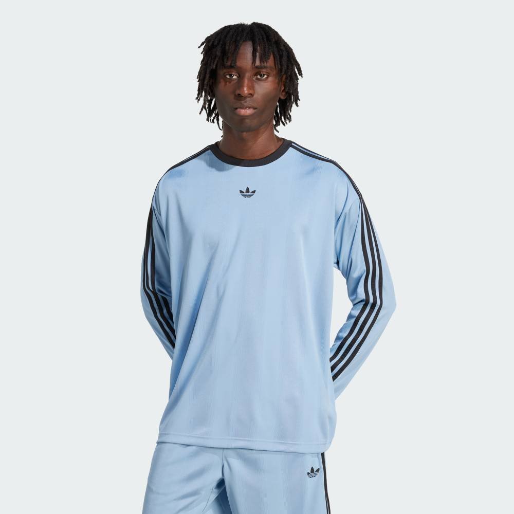 Футболка Жаккардовое джерси с длинными рукавами Adicolor Adidas, blue