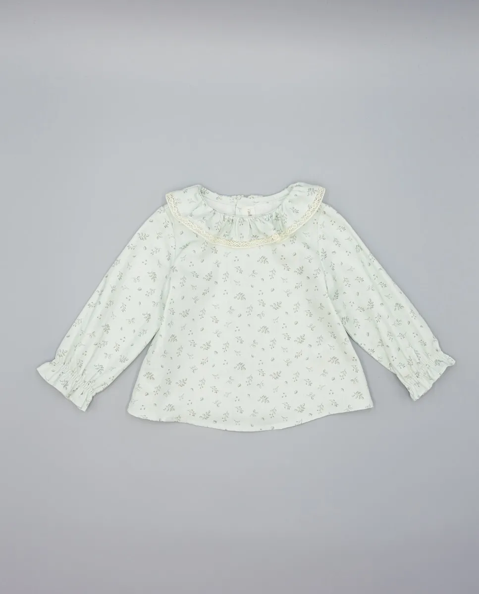 

Детская рубашка с оборчатым воротником и кружевом Fina Ejerique, зеленый