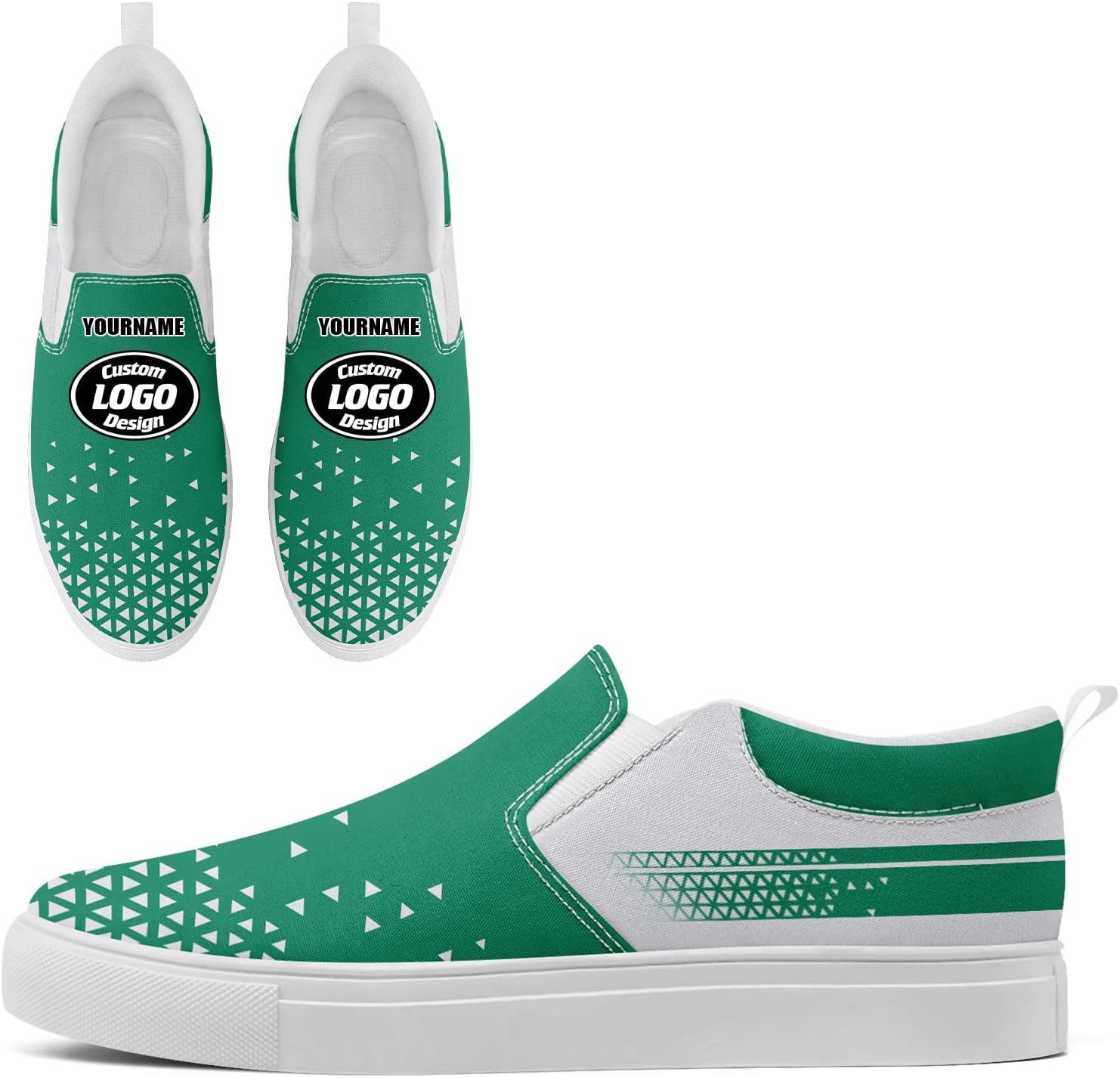 

Кастомизированные корпоративные повседневные слипоны AWSOLE для мужчин и женщин с принтом названия компании и логотипа, удобные кроссовки из холста для прогулок, белый/зеленый/серый