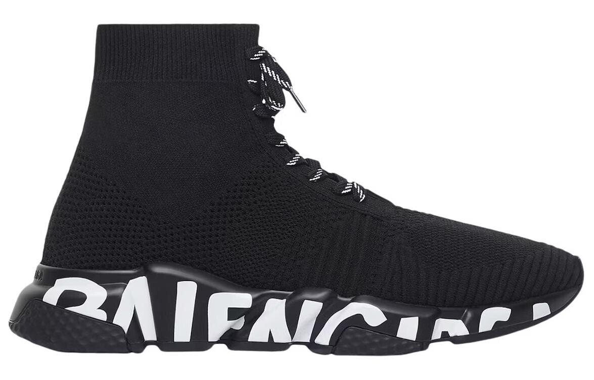 Кроссовки мужские Balenciaga Speed Lace Up Graffiti, черный — фото 4
