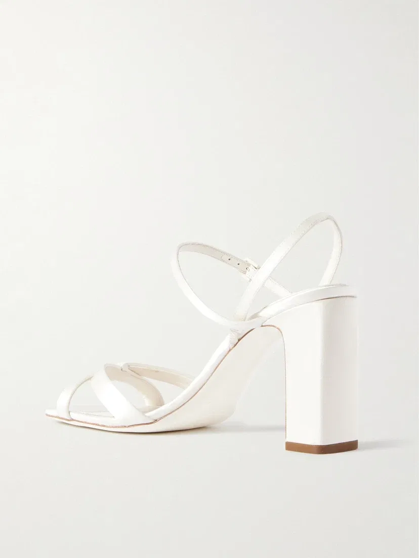 Атласные босоножки с ремешком сзади Elsy 85 JIMMY CHOO, белый — фото 3