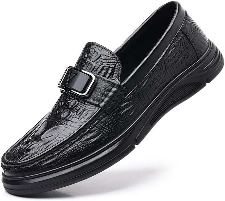 

Мужские мокасины из натуральной кожи для вождения, с принтом, слипоны, весенние повседневные туфли, удобные модные ленивые кроссовки Meixi Mobile, черный