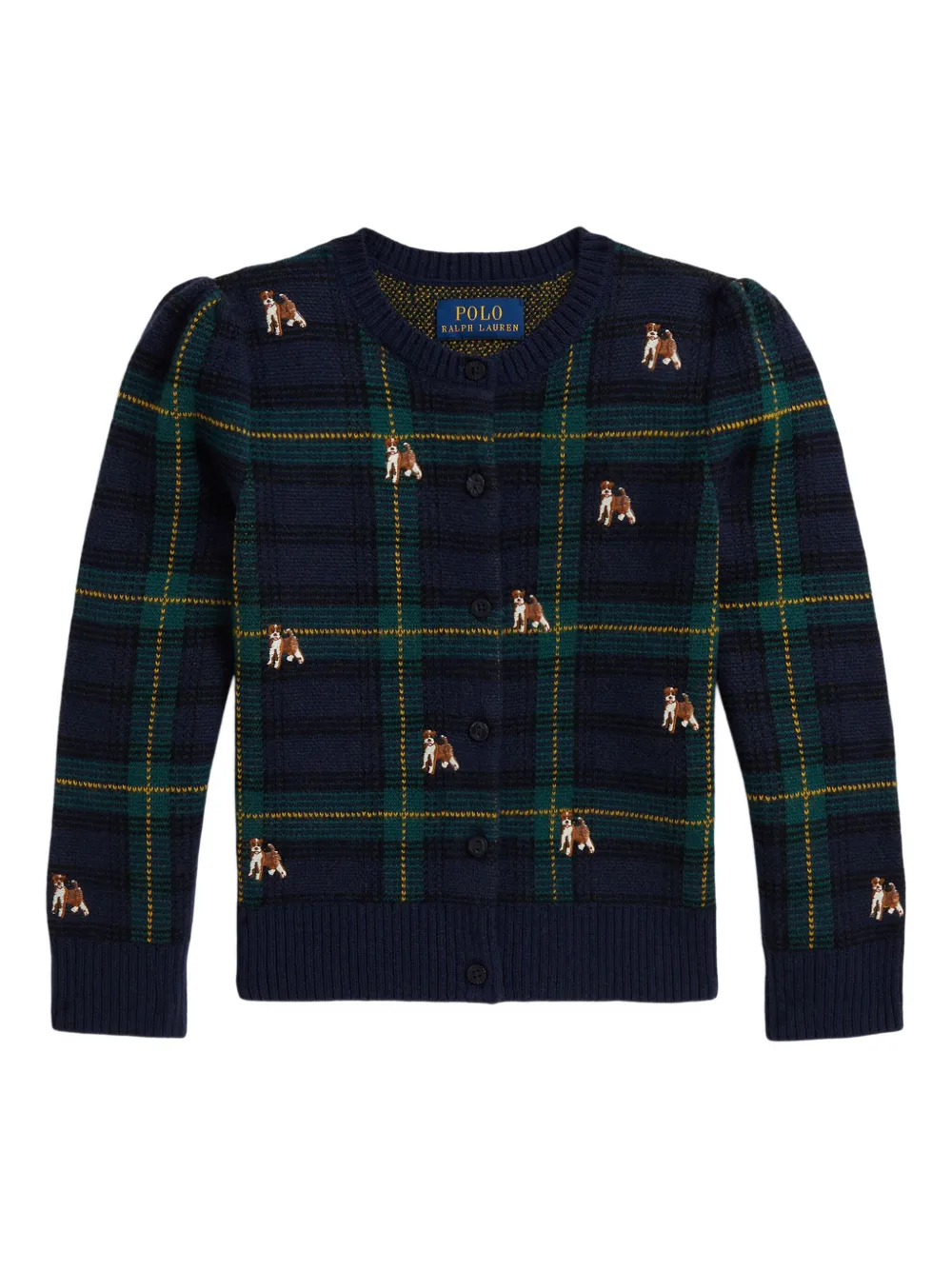 

Клетчатый кардиган с вышивкой POLO RALPH LAUREN KIDS, синий