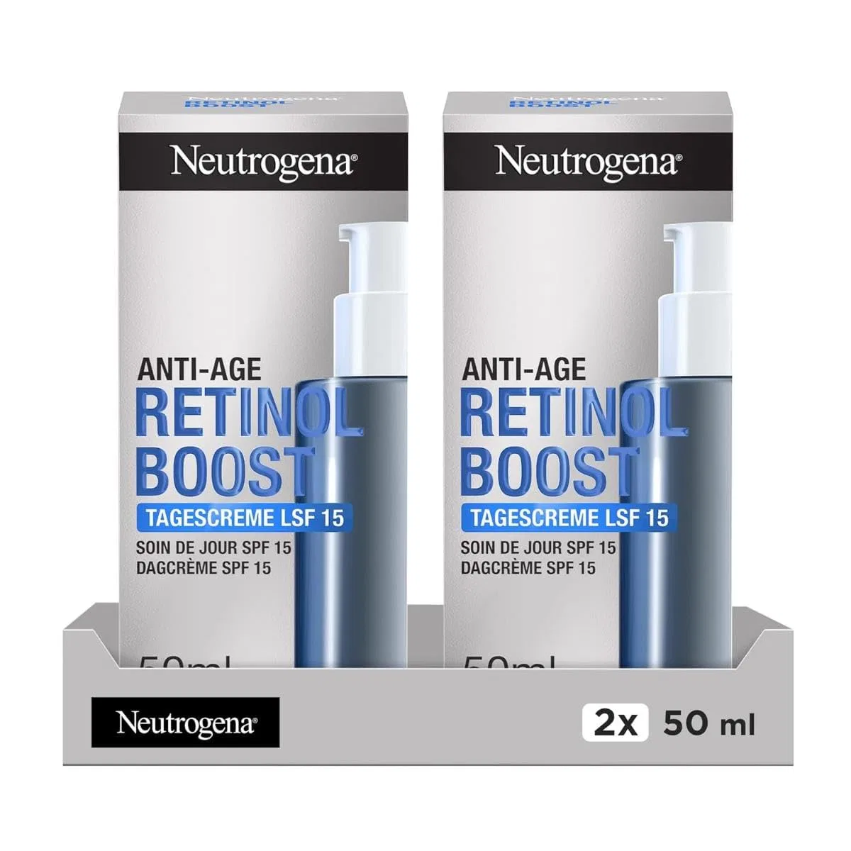 Дневной крем Neutrogena Retinol Boost SPF 15 с ретинолом и гиалуроновой кислотой, 50 мл (2 шт.) Neutrogena