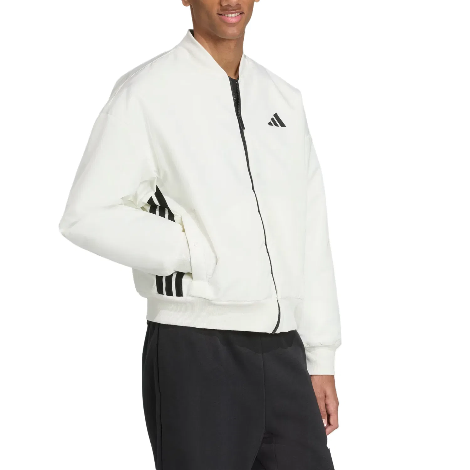 Куртка-бомбер на молнии с логотипом Adidas, Ecru — фото 4
